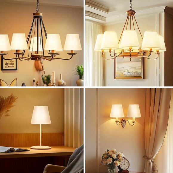 Small Lamp Shade Clip On Bulb for Candelabra Bulbs Barrel Fabric Lampshade - Picture 2 of 14